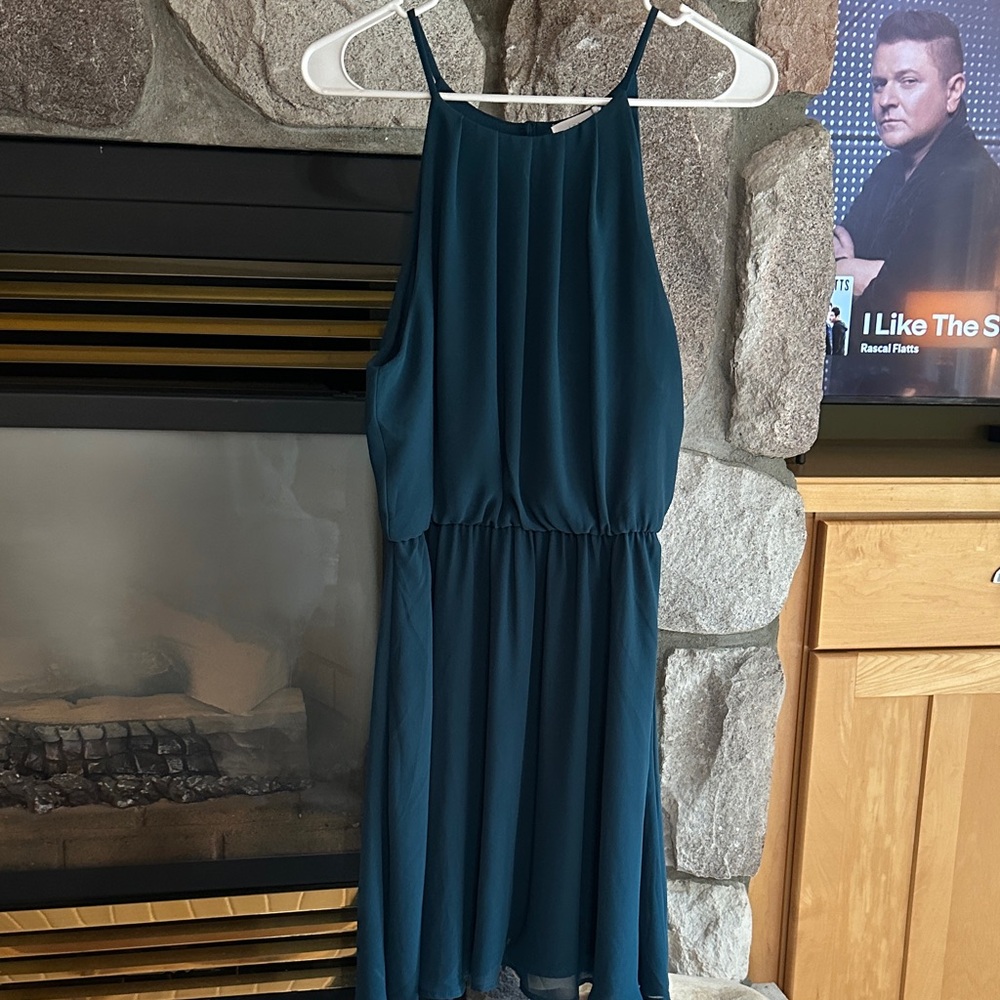 Elegant Green/Blue Sleeveless Dress